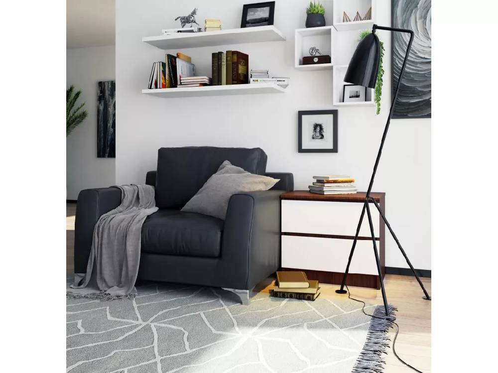 Kauf Unique Nachttisch in minimalistischer Optik AKORD K60 in der Farbe Wenge mit 2 Schubladen Front Weiß B60 x H55 x T40 cm
