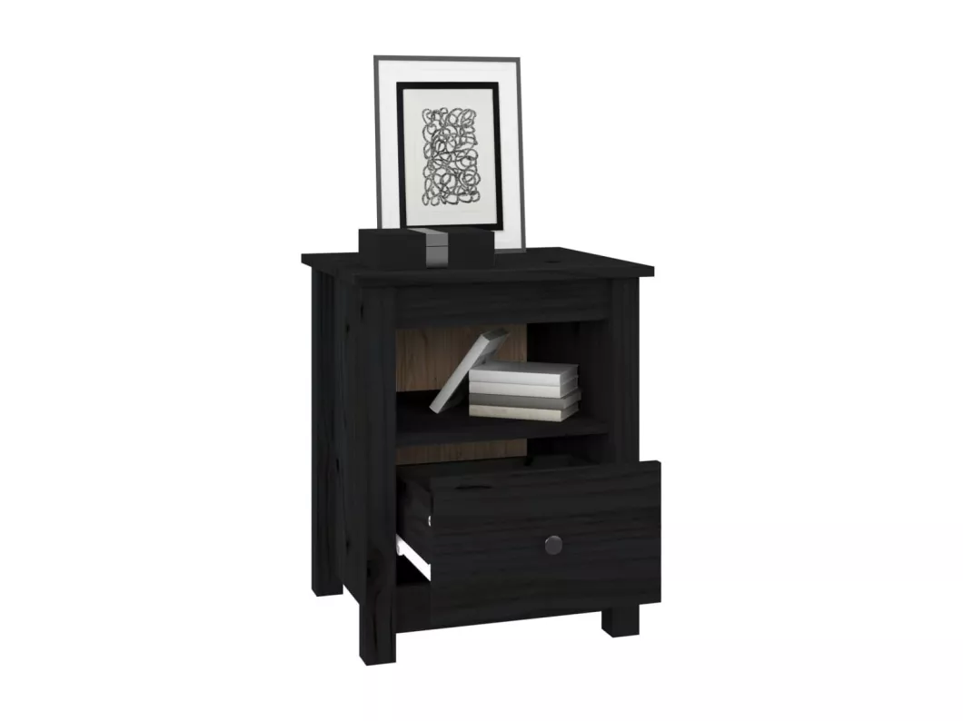 Kauf Unique Nachttische 2 Stk. Schwarz 40x35x49 cm Massivholz Kiefer 50% Rabatt mit kostenlosem Versand