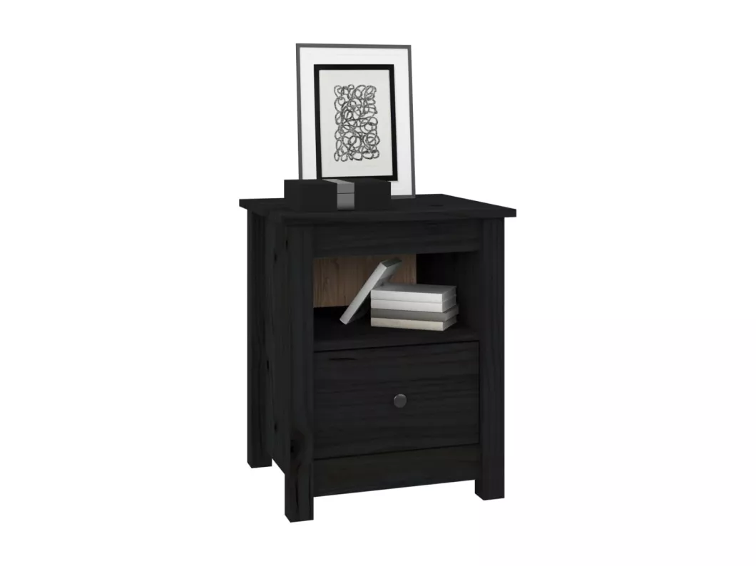 Kauf Unique Nachttische 2 Stk. Schwarz 40x35x49 cm Massivholz Kiefer 50% Rabatt mit kostenlosem Versand