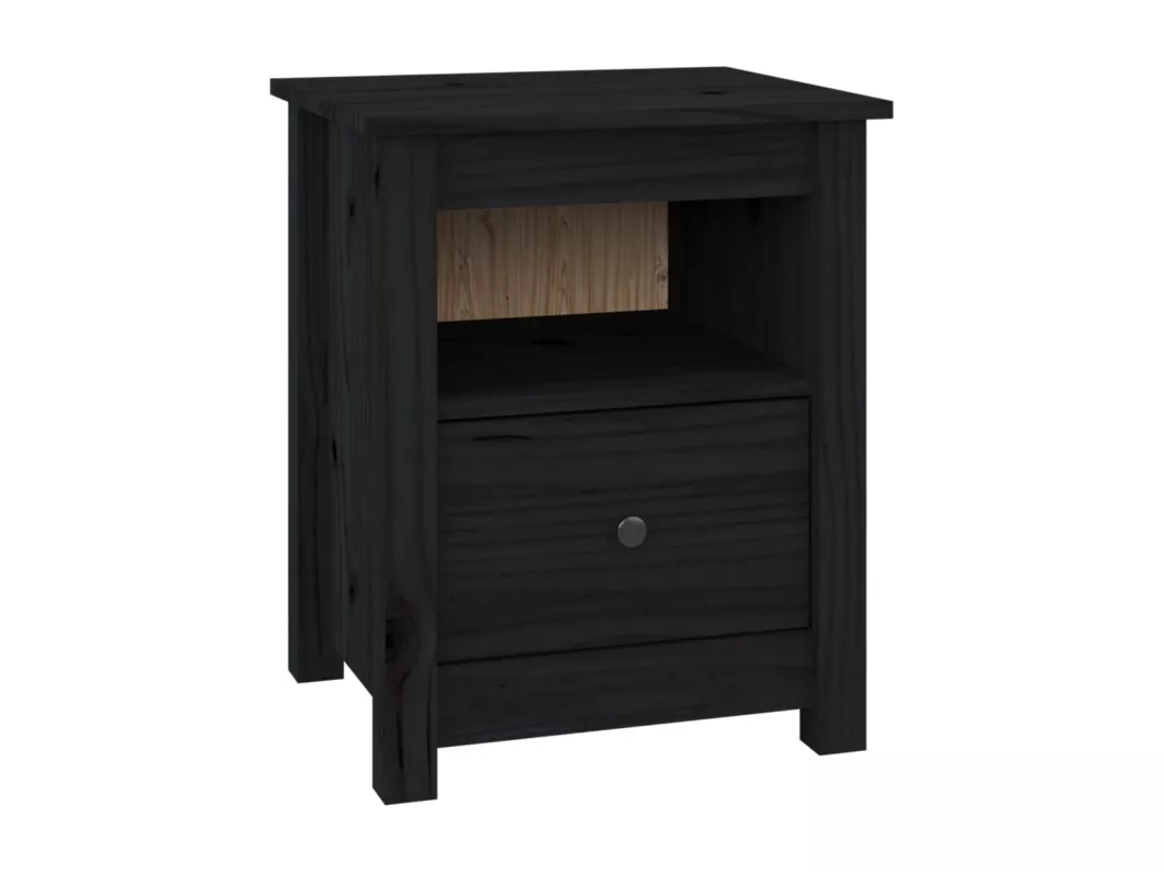 Kauf Unique Nachttische 2 Stk. Schwarz 40x35x49 cm Massivholz Kiefer 50% Rabatt mit kostenlosem Versand