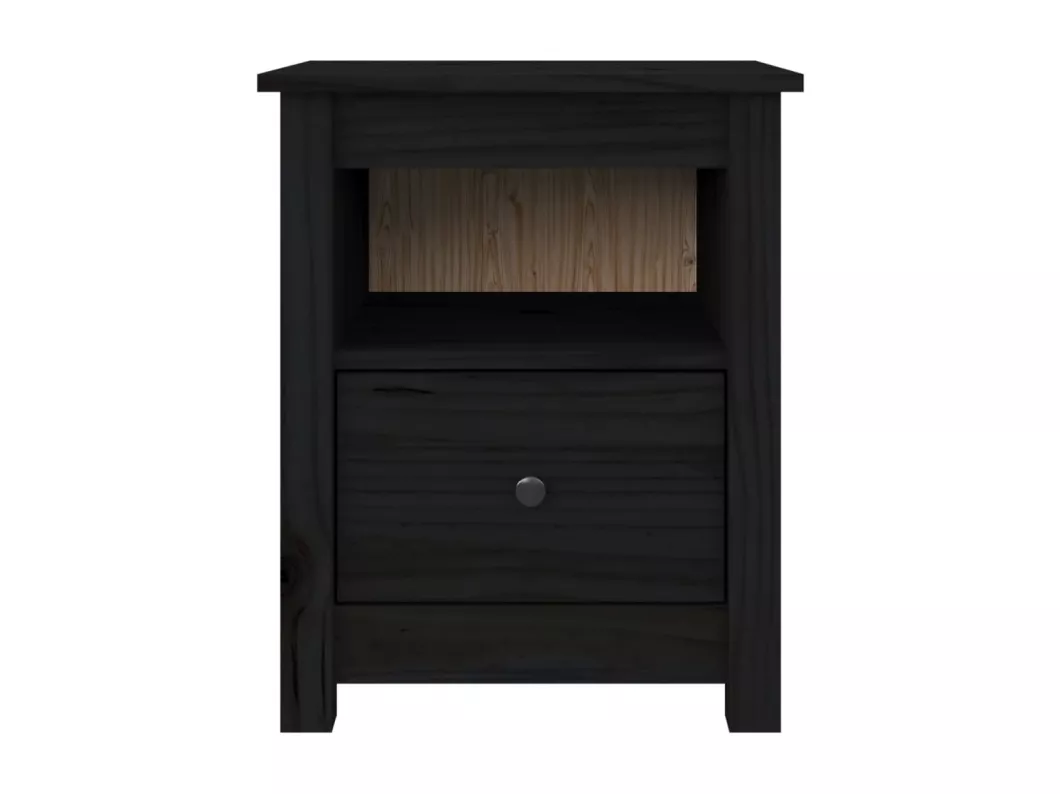 Kauf Unique Nachttische 2 Stk. Schwarz 40x35x49 cm Massivholz Kiefer 50% Rabatt mit kostenlosem Versand