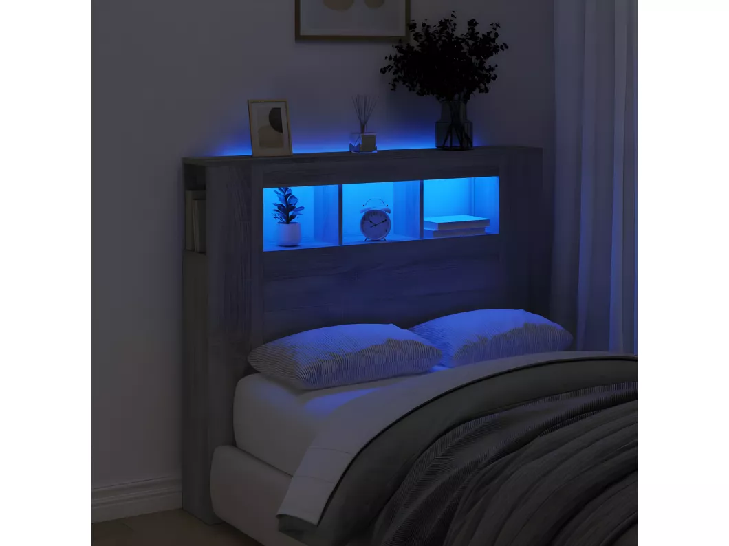 Kauf Unique LED-Kopfteil Grau Sonoma 120x18,5x103,5 cm Holzwerkstoff