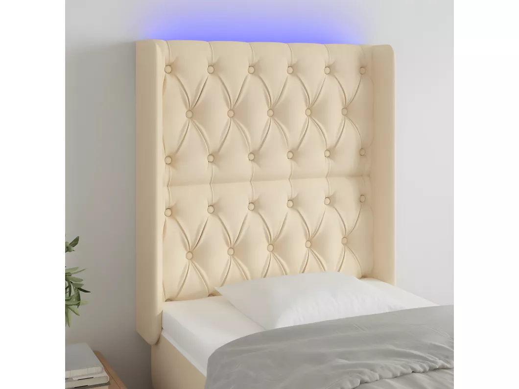 Kauf Unique LED Kopfteil Creme 83x16x118/128 cm Stoff Kostenloser Versand international