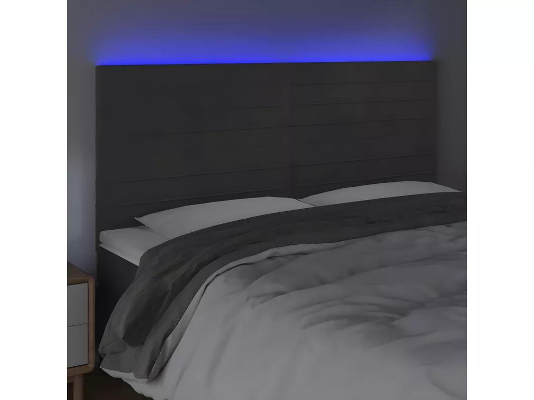 Kauf Unique LED Kopfteil Dunkelgrau 160x5x118/128 cm Samt Begrenzt auf 3 Tage