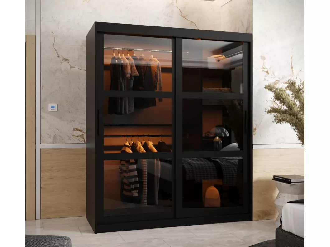 Kauf Unique SCHWEBETÜRENSCHRANK DOME 200/150/62 2-türig (Schwarz) Black Friday Preise