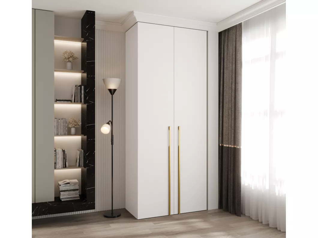 Kauf Unique Drehtürenschrank Como 3 245,5/100/40 2-türig (Weiß/Gold) Im Verkauf
