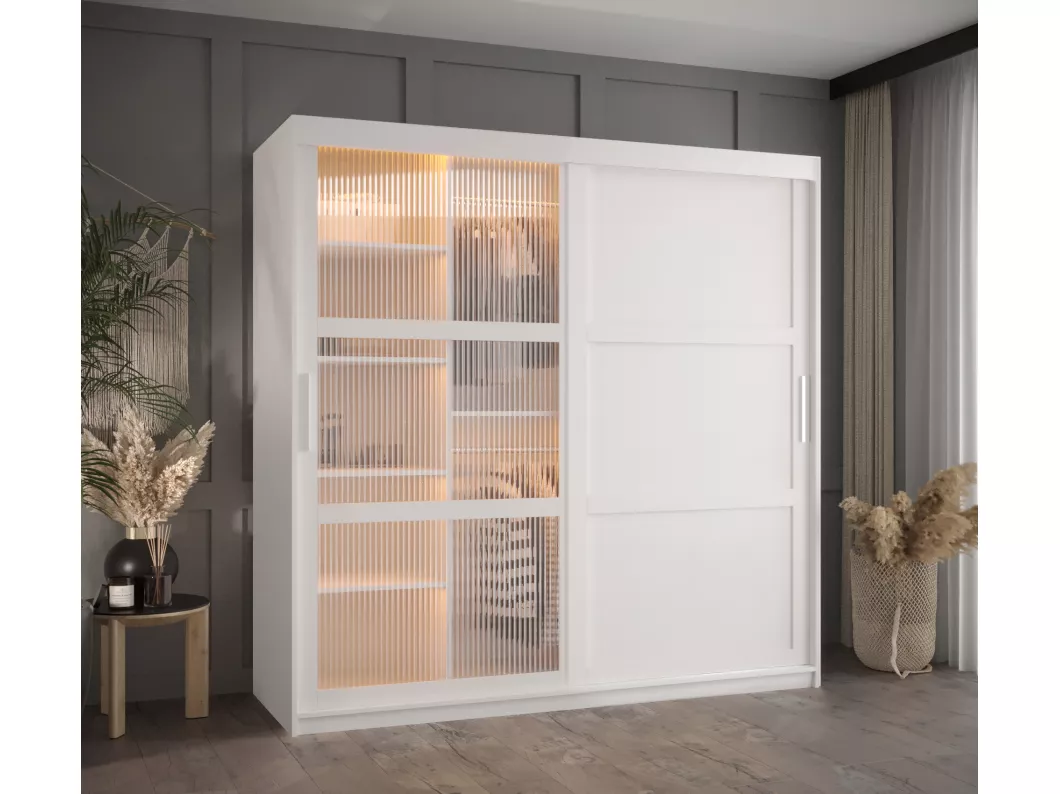 Kauf Unique SCHWEBETÜRENSCHRANK FLUTES 200/180/62 2-türig (Weiß) 50% Rabatt für begrenzte Zeit