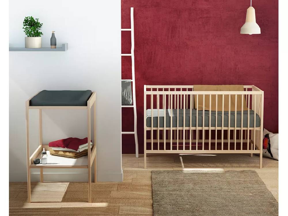 Kauf Unique Babyzimmer Bett und Wickeltisch Holz Weiß 60 x 120 Auslauf