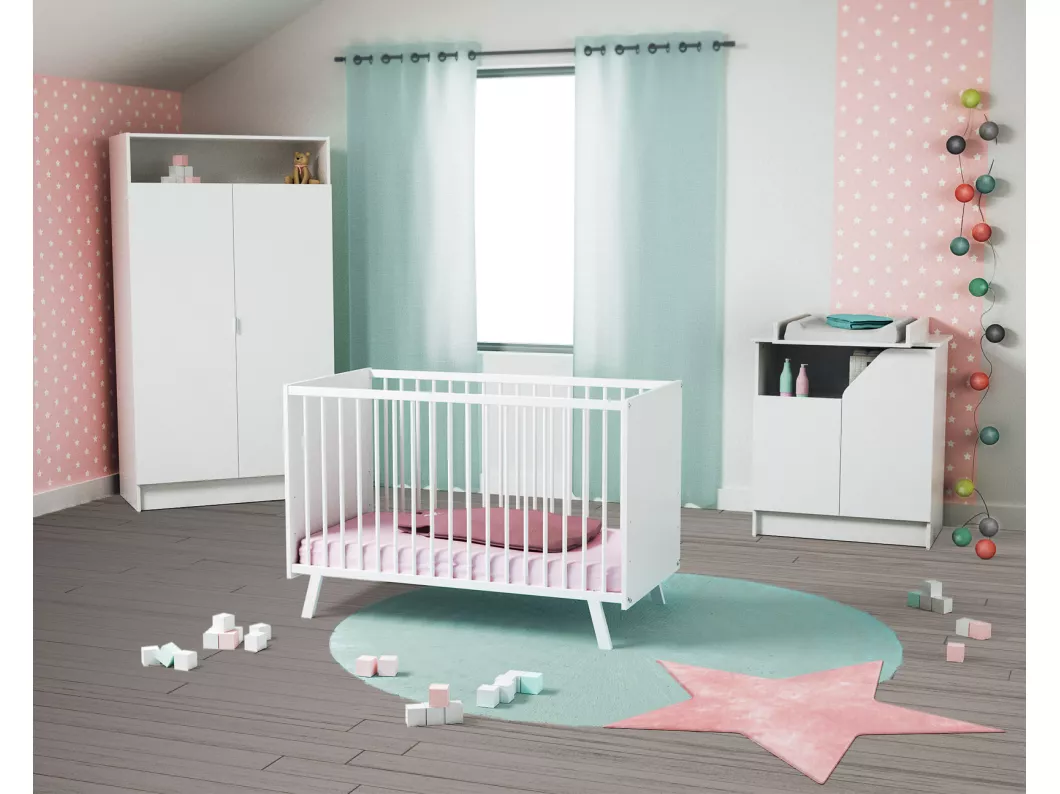 Kauf Unique Babybett CARNAVAL Holz Weiß 60 x 120 Verkauf