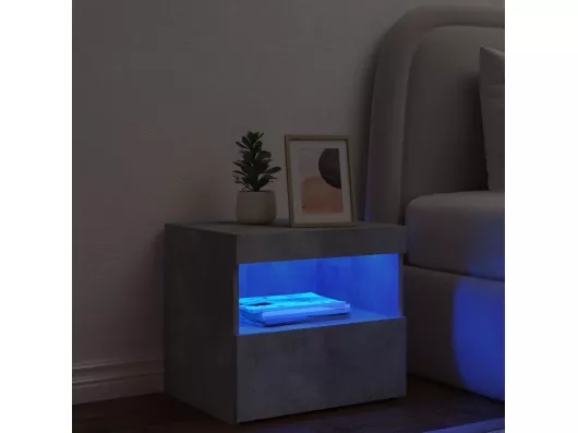 Kauf Unique Nachttisch mit LED-Leuchten Betongrau 50x40x45 cm Günstiger Verkauf