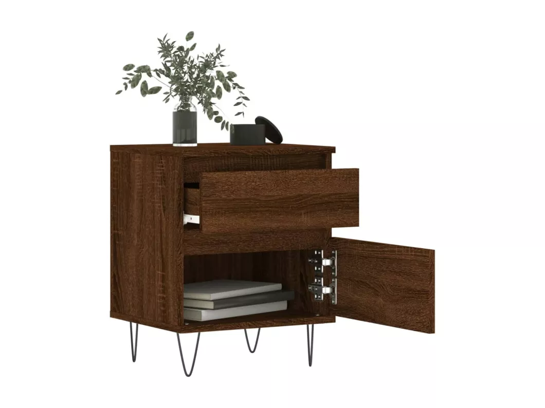 Kauf Unique Nachttisch Braun Eichen-Optik 40x35x50 cm Holzwerkstoff Kostenloser Versand