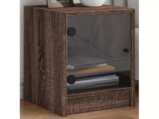 Kauf Unique Nachttisch mit Glastür Braun Eichen-Optik 35x37x42 cm Fabrikpreis