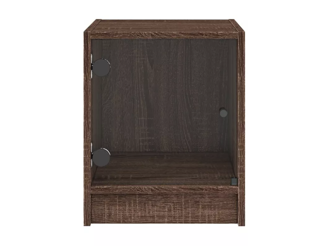 Kauf Unique Nachttisch mit Glastür Braun Eichen-Optik 35x37x42 cm Fabrikpreis