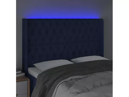 Kauf Unique LED Kopfteil Blau 163x16x118/128 cm Stoff Großer Ausverkauf