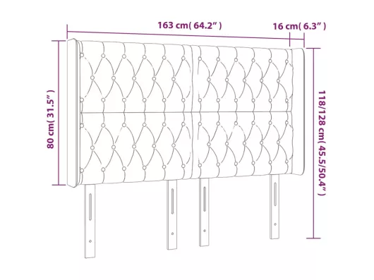 Kauf Unique LED Kopfteil Blau 163x16x118/128 cm Stoff Großer Ausverkauf