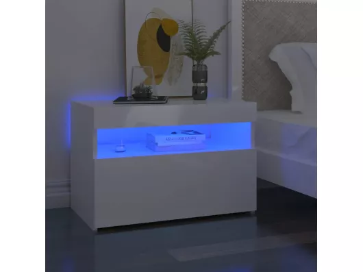 Kauf Unique Nachttische mit LED-Leuchten 2 Stk. Hochglanz-Weiß 60x35x40cm