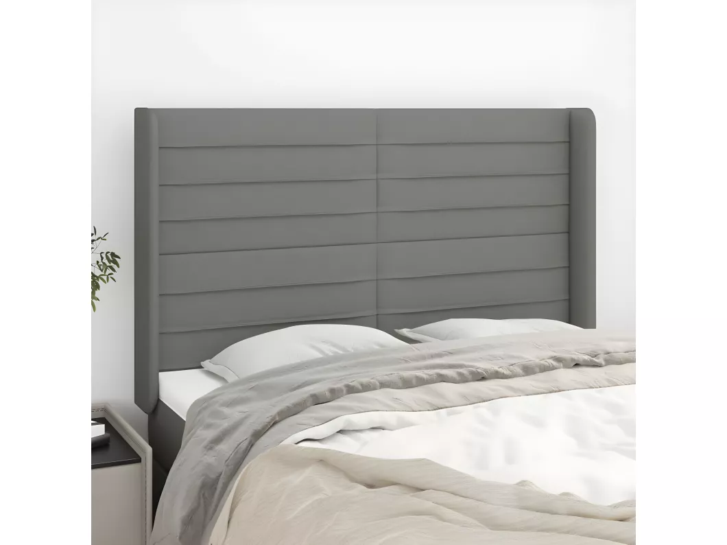 Kauf Unique Kopfteil mit Ohren Dunkelgrau 147x16x118/128 cm Stoff Preisnachlass