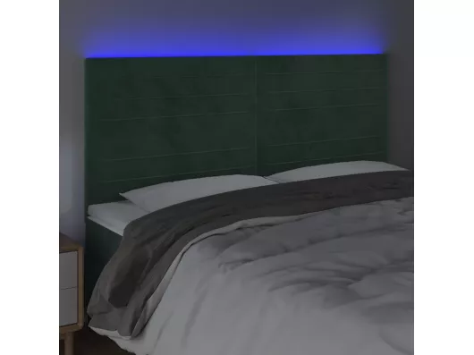Kauf Unique LED Kopfteil Dunkelgrün 200x5x118/128 cm Samt Osterangebot