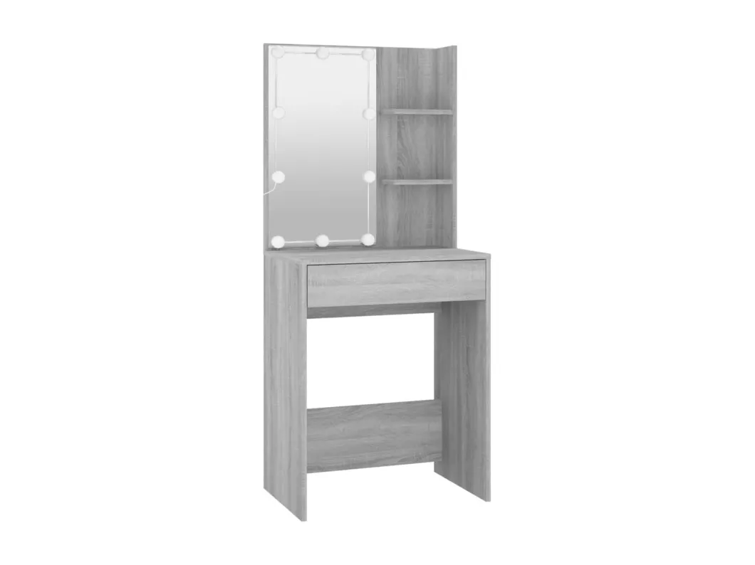 Kauf Unique Schminktisch mit LED Grau Sonoma 60x40x140 cm Vatertagsangebot