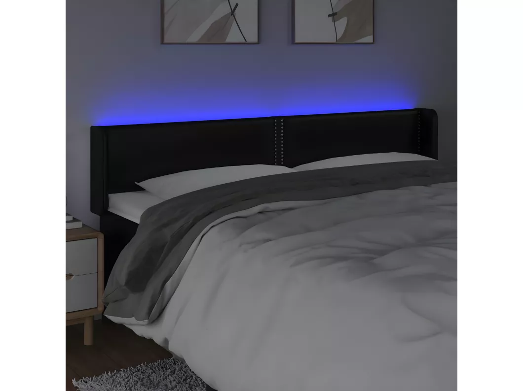 Kauf Unique LED Kopfteil Schwarz 183x16x78/88 cm Kunstleder Neuheiten