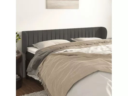 Kauf Unique Kopfteil mit Ohren Dunkelgrau 183x23x78/88 cm Samt Räumungsverkauf
