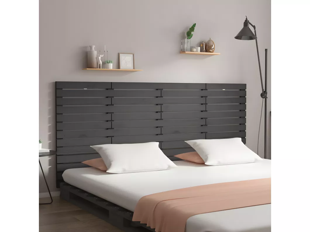 Kauf Unique Wand-Kopfteil Grau 156x3x91,5 cm Massivholz Kiefer