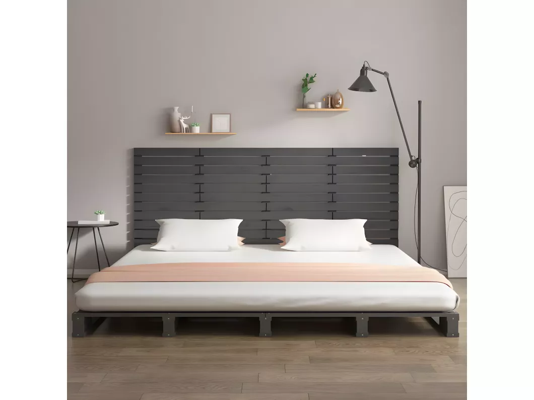 Kauf Unique Wand-Kopfteil Grau 156x3x91,5 cm Massivholz Kiefer Sonderangebote