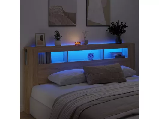 Kauf Unique LED-Kopfteil Sonoma Eiche 220x18,5x103,5 cm Holzwerkstoff