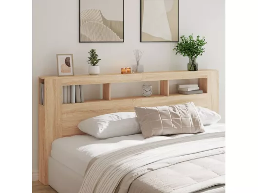 Kauf Unique LED-Kopfteil Sonoma Eiche 220x18,5x103,5 cm Holzwerkstoff Riesige Ersparnisse