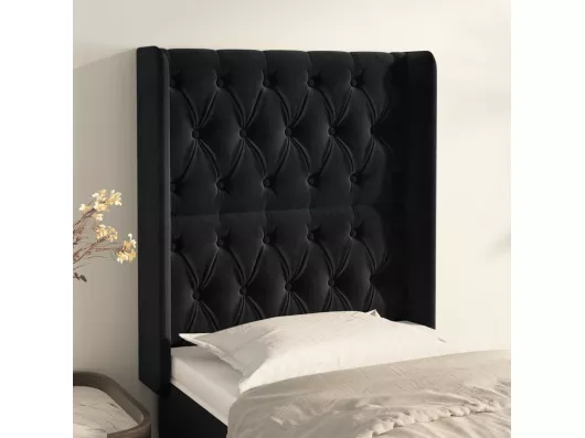 Kauf Unique Kopfteil mit Ohren Schwarz 83x16x118/128 cm Samt Riesige Rabatte