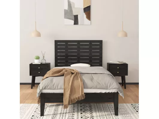 Kauf Unique Wand-Kopfteil Schwarz 106x3x63 cm Massivholz Kiefer Kostenloser Versand international