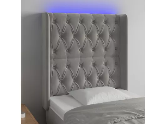 Kauf Unique LED Kopfteil Hellgrau 83x16x118/128 cm Samt