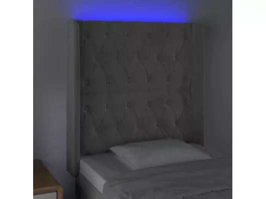 Kauf Unique LED Kopfteil Hellgrau 83x16x118/128 cm Samt Fabrikladen
