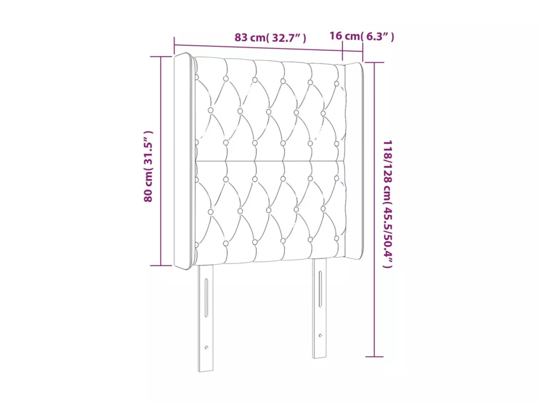 Kauf Unique LED Kopfteil Hellgrau 83x16x118/128 cm Samt Fabrikladen