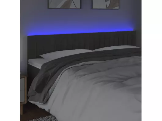 Kauf Unique LED Kopfteil Dunkelgrau 200x5x78/88 cm Samt Schlussverkauf