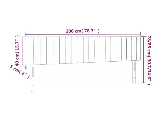 Kauf Unique LED Kopfteil Dunkelgrau 200x5x78/88 cm Samt Schlussverkauf
