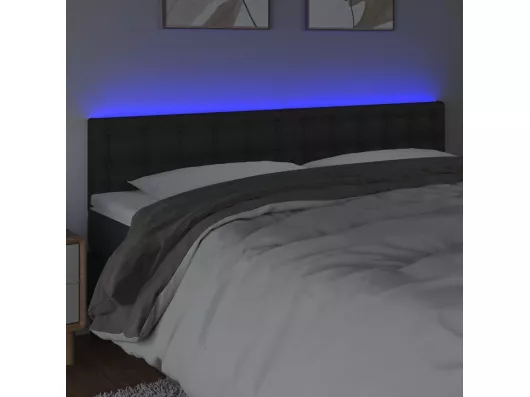 Kauf Unique LED Kopfteil Schwarz 160x5x78/88 cm Kunstleder Fabrikpreis