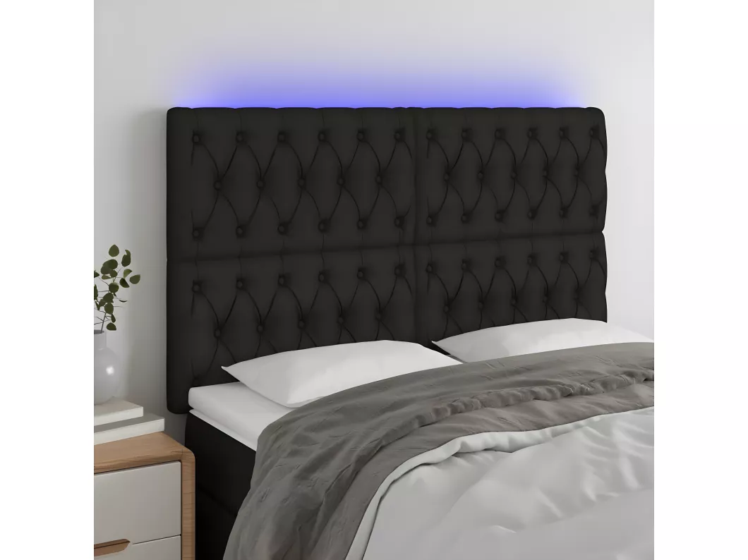 Kauf Unique LED Kopfteil Schwarz 144x7x118/128 cm Stoff