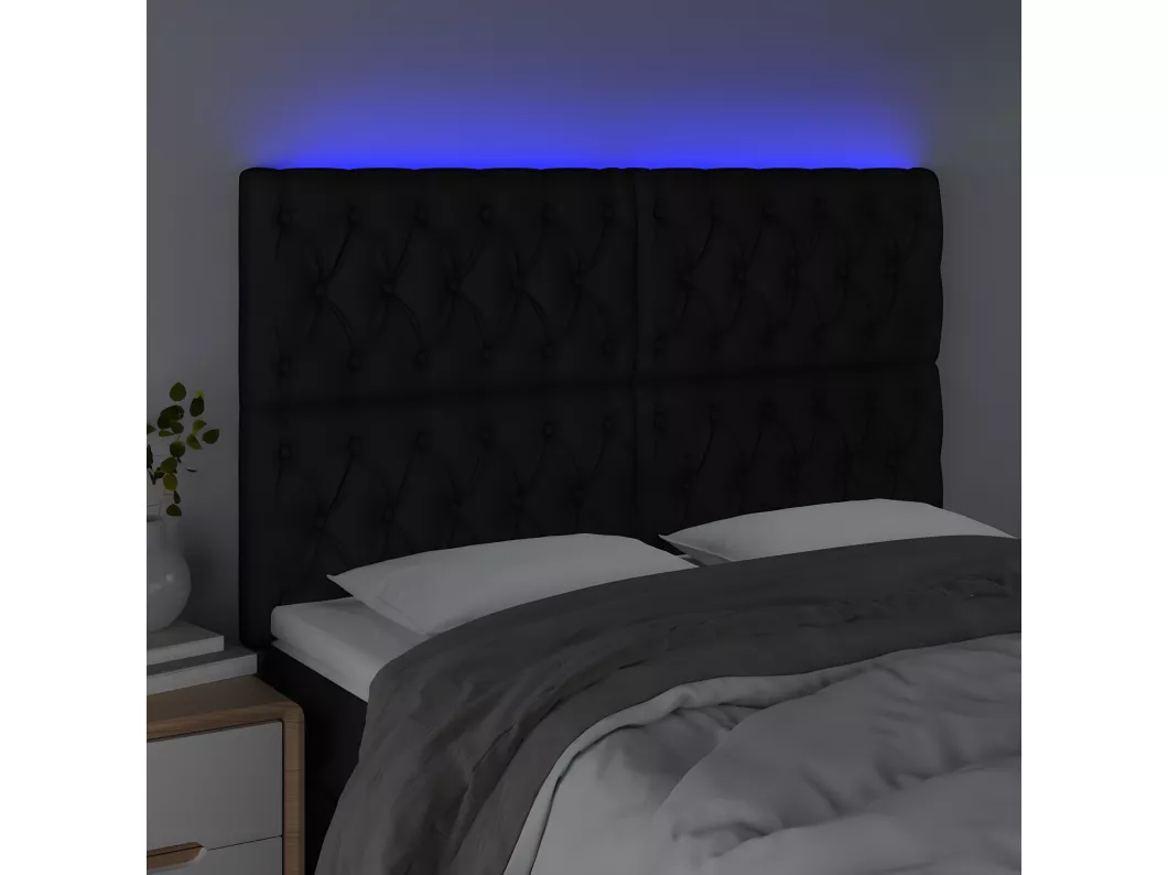 Kauf Unique LED Kopfteil Schwarz 144x7x118/128 cm Stoff Online Shopping