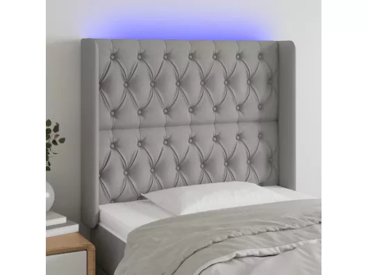 Kauf Unique LED Kopfteil Hellgrau 93x16x118/128 cm Stoff