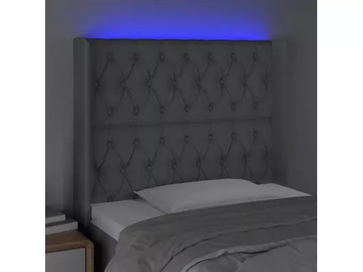 Kauf Unique LED Kopfteil Hellgrau 93x16x118/128 cm Stoff Exklusivangebot