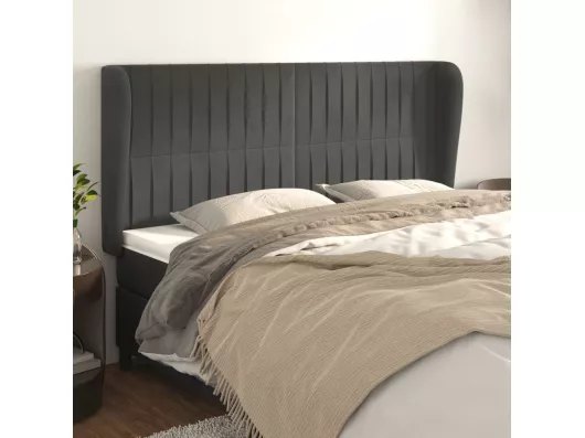 Kauf Unique Kopfteil mit Ohren Dunkelgrau 183x23x118/128 cm Samt