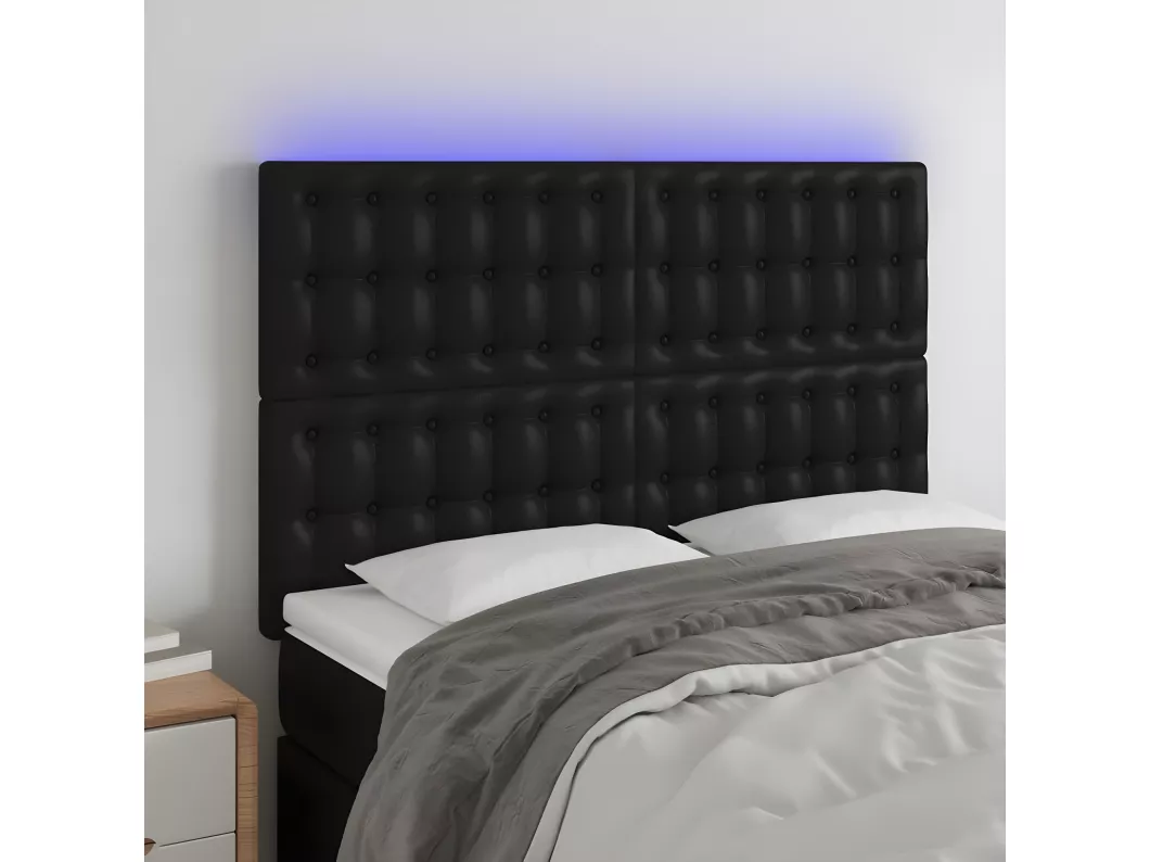 Kauf Unique LED Kopfteil Schwarz 144x5x118/128 cm Kunstleder