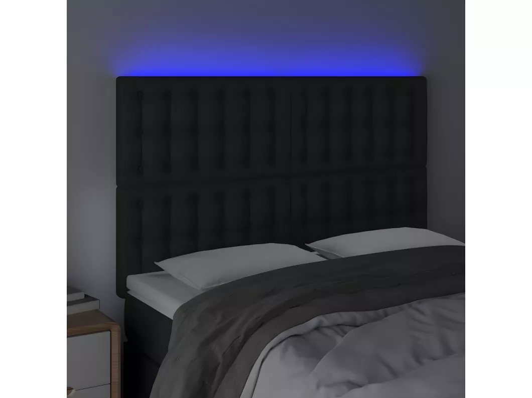 Kauf Unique LED Kopfteil Schwarz 144x5x118/128 cm Kunstleder Black Friday