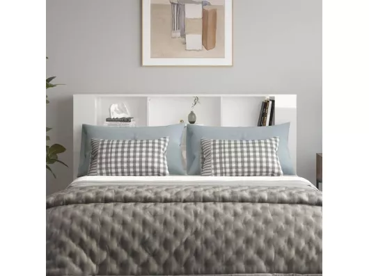 Kauf Unique Kopfteil mit Ablagen Hochglanz-Weiß 180x18,5x104,5 cm Osterangebot