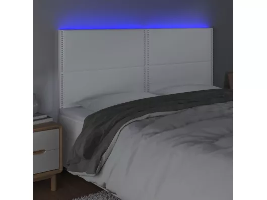 Kauf Unique LED Kopfteil Weiß 200x5x118/128 cm Kunstleder Vatertagsangebot