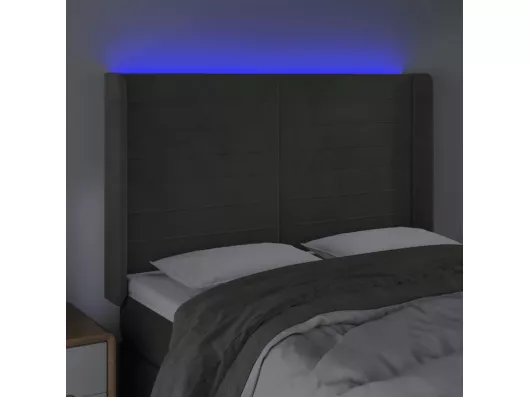 Kauf Unique LED Kopfteil Dunkelgrau 147x16x118/128 cm Samt Valentinstagsangebot