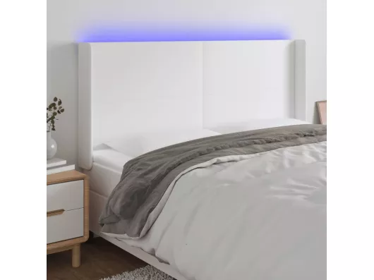 Kauf Unique LED Kopfteil Weiß 203x16x118/128 cm Kunstleder