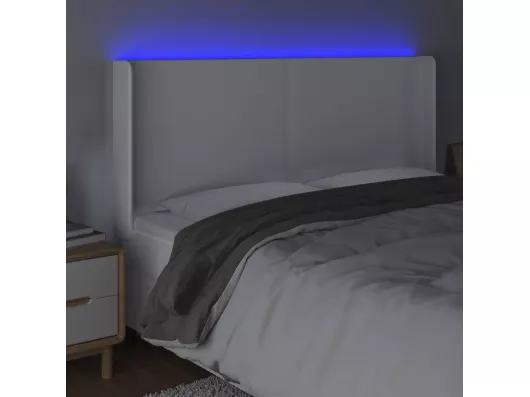 Kauf Unique LED Kopfteil Weiß 203x16x118/128 cm Kunstleder Zeitlich begrenztes Angebot
