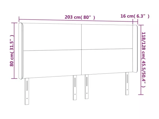 Kauf Unique LED Kopfteil Weiß 203x16x118/128 cm Kunstleder Zeitlich begrenztes Angebot